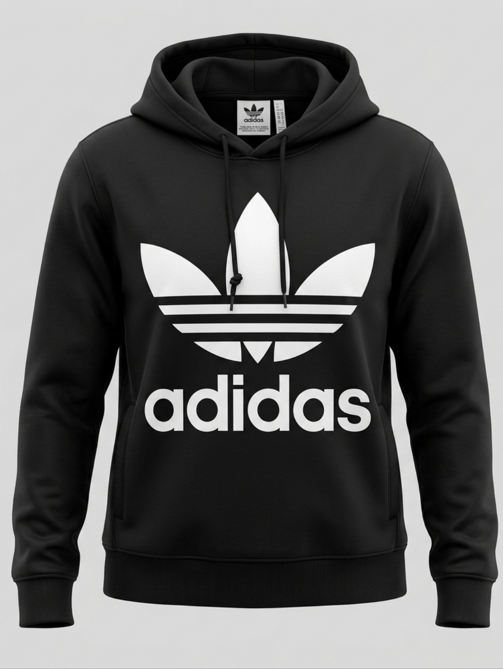 Adidas Originals Trefoil Hoodie Black White Oversized Logo Women's XL No Tag‎